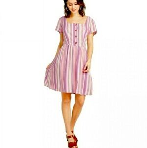 *NEW! SQUARE NECK BUTTON DOWN SMOCK DRESS CASUAL SIZE SMALL KNEE LENGTH